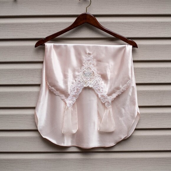 Vtg Dentelle USA Pink Satin Beaded Lace Chemise Slip Dress Nightgown Sz S Y2K - Picture 9 of 11
